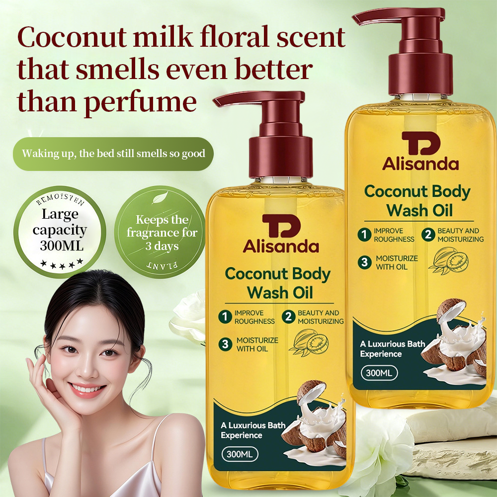 Coconut Body Wash Oil, 300ml - Oil-Based Cleansing & Moisturizing