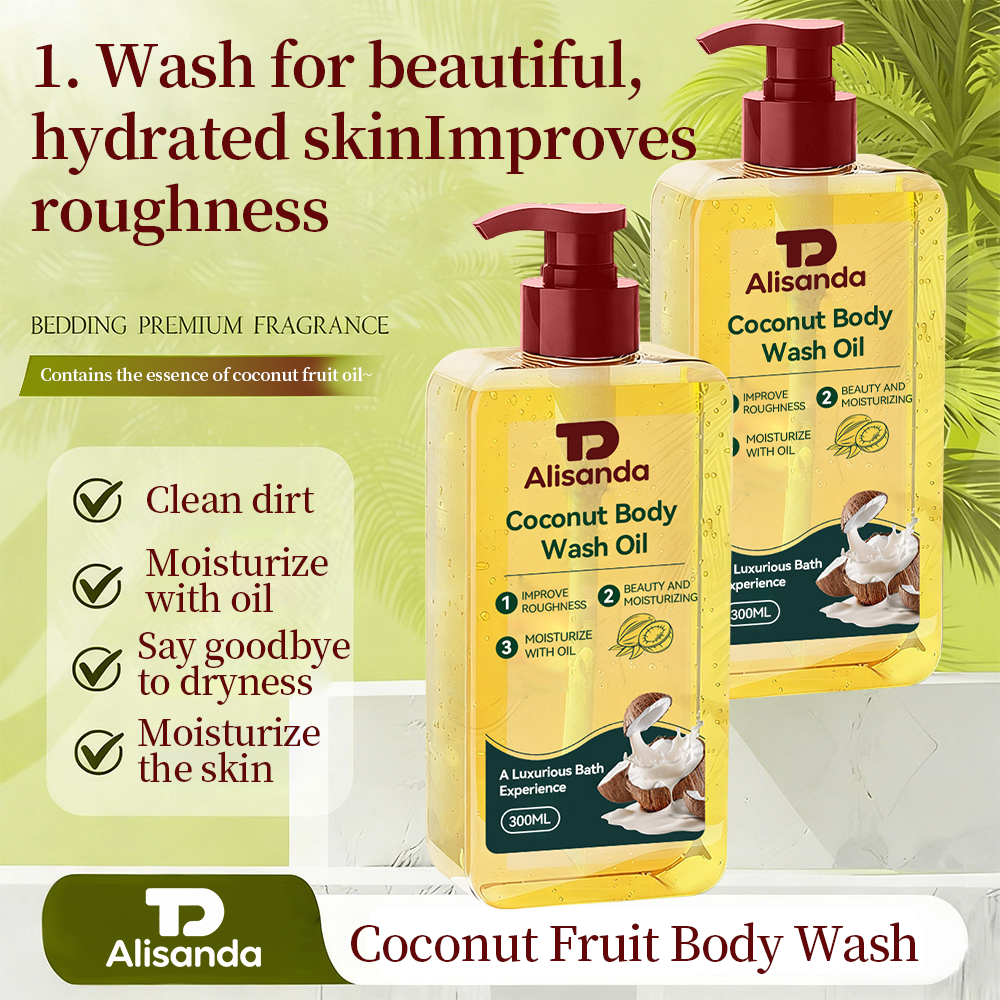 Coconut Body Wash Oil, 300ml - Oil-Based Cleansing & Moisturizing