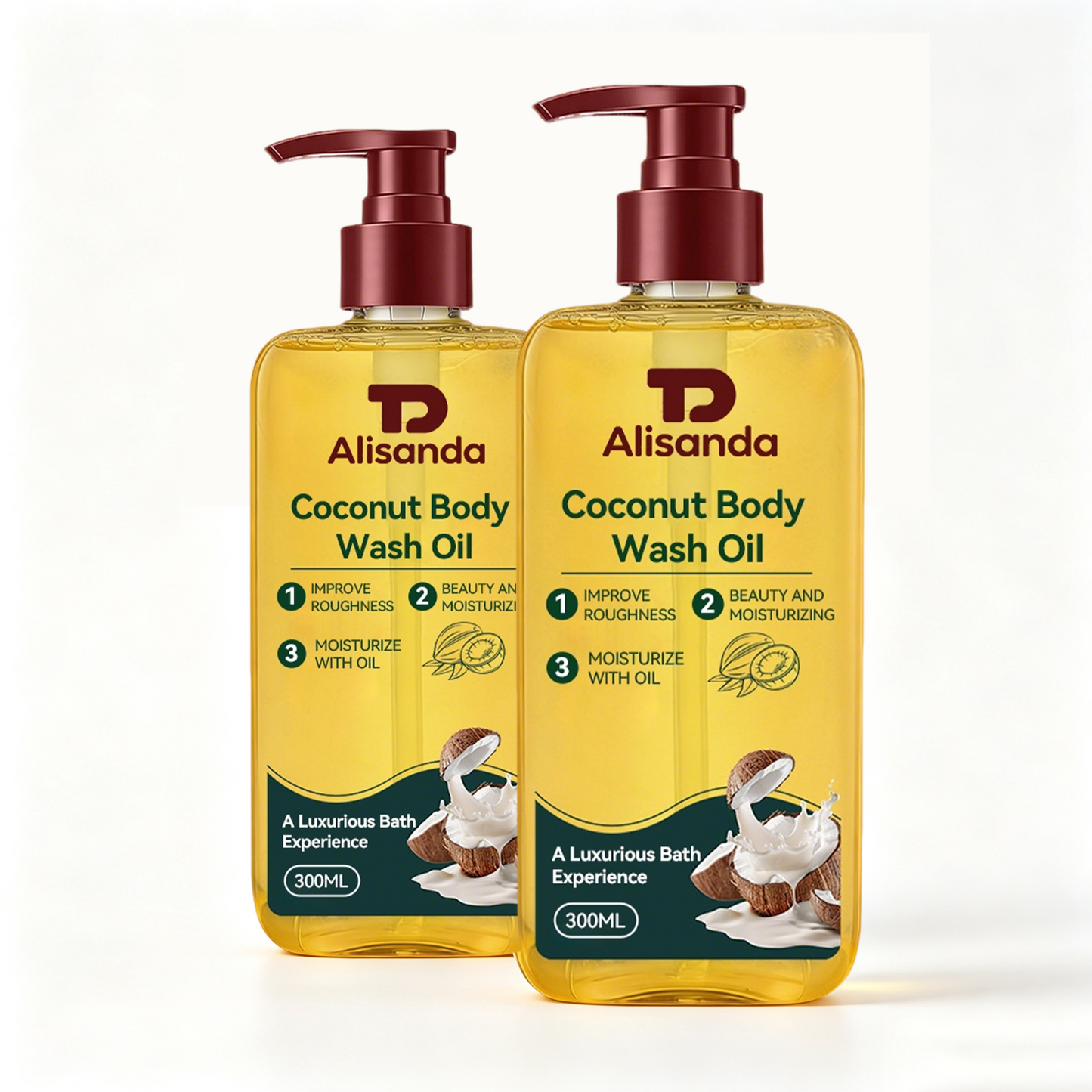 Coconut Body Wash Oil, 300ml - Oil-Based Cleansing & Moisturizing